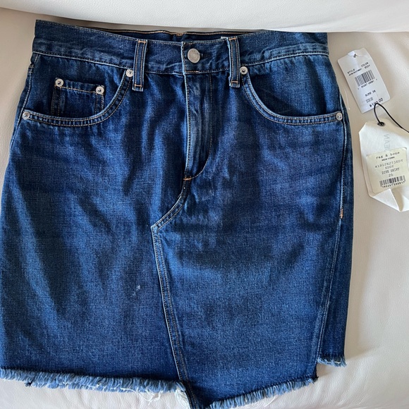 Rag & Bone Eddy Dive Denim Asymmetrical Mini Skirt - Picture 2 of 6